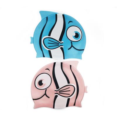 Cartoon Kids Silicone Caps Waterproof Lovely Pattern Little Fish Design Swim Caps Multi Colors Swimming Caps