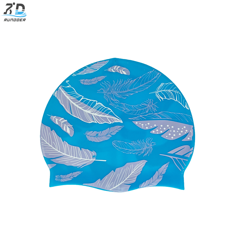 Flowers Pattern Competition Durable Non-Slip Swimming Pool Cap Hat Adults Kids Elastic Swimming Caps Silicone