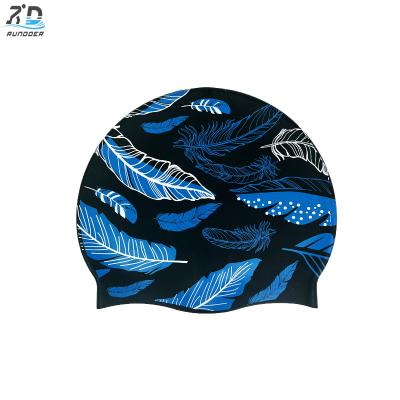 Flowers Pattern Competition Durable Non-Slip Swimming Pool Cap Hat Adults Kids Elastic Swimming Caps Silicone