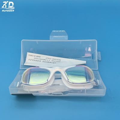 Water Resistance Anti Mist Adult Swimming Goggles White Color Rd8883