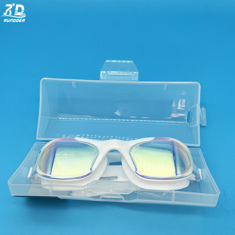 Water Resistance Anti Mist Adult Swimming Goggles White Color Rd8883