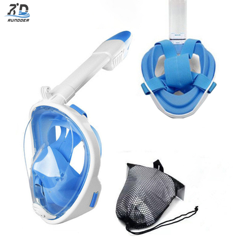 Great Dry Diving Swimming Free to Breathing 180 Degree Wide View Anti Leak Full Face Snorkel Mask